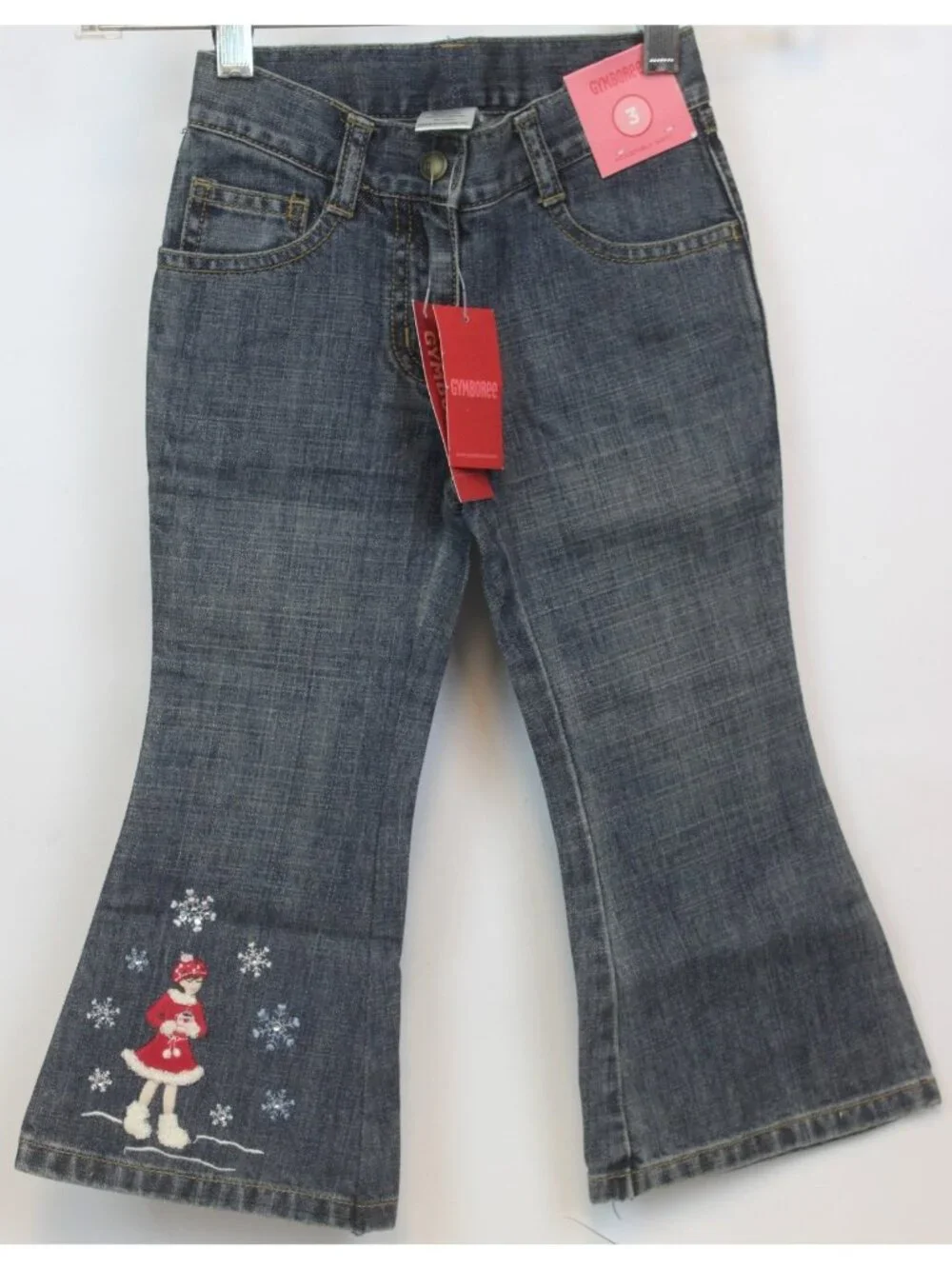 2008 Gymboree Cozy Winter Snowflake Denim Jeans sz 3 Embroidered Embellished NEW